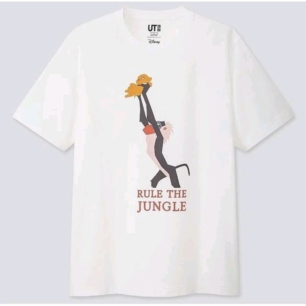 Disney Uniqlo Lion King T-Shirt White Rule The Jungle Men's XXL Graphic Print